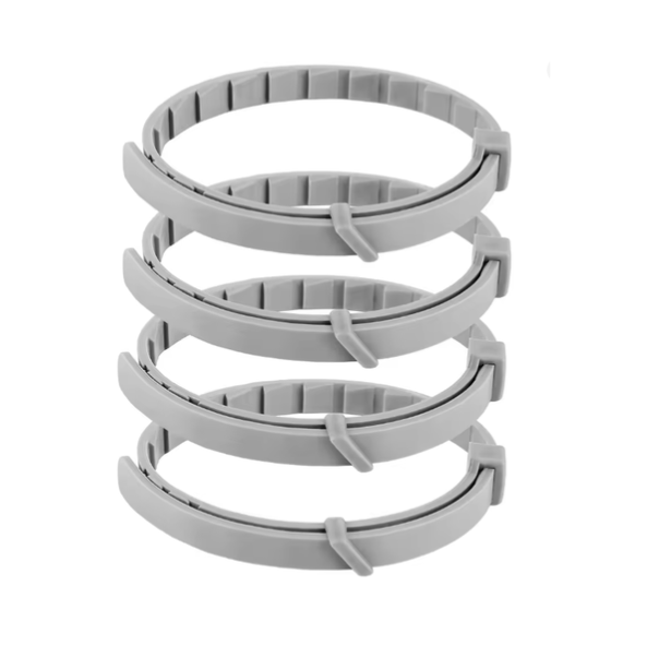 Gray plastic spring-like component on a white background