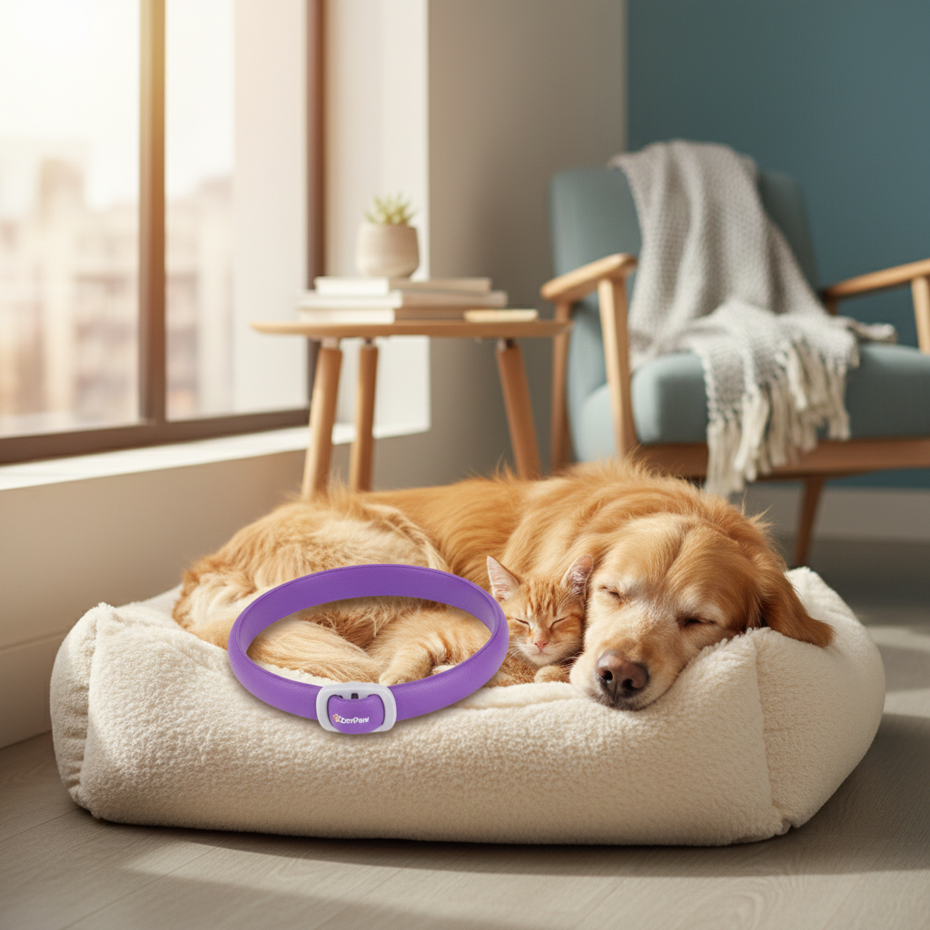 ZenPaw Pheremones Calming Collar in peaceful setting